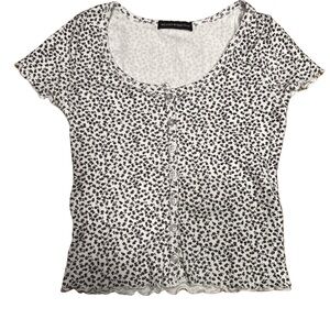 Brandy Melville White Floral Crop Top- Size Small